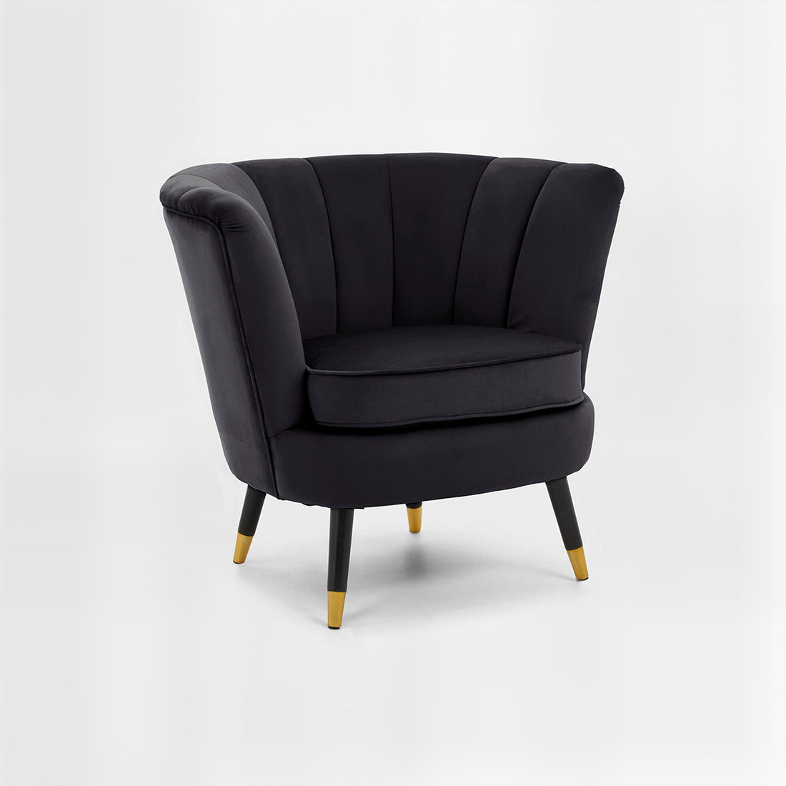 Loretta Black Velvet Shell Accent Chair