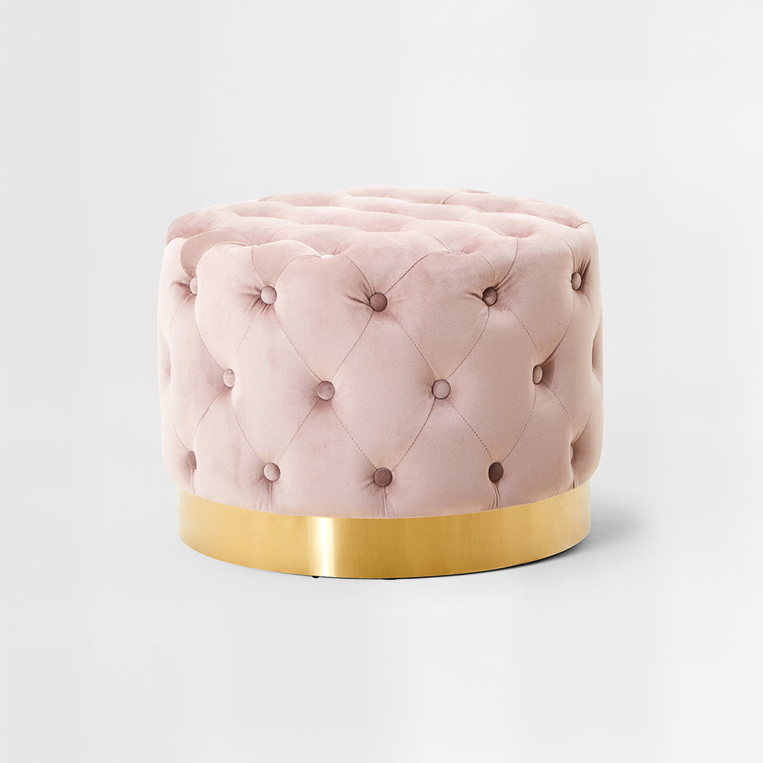 Loretta Dusky Pink Velvet Stool With Matte Gold Finish Base