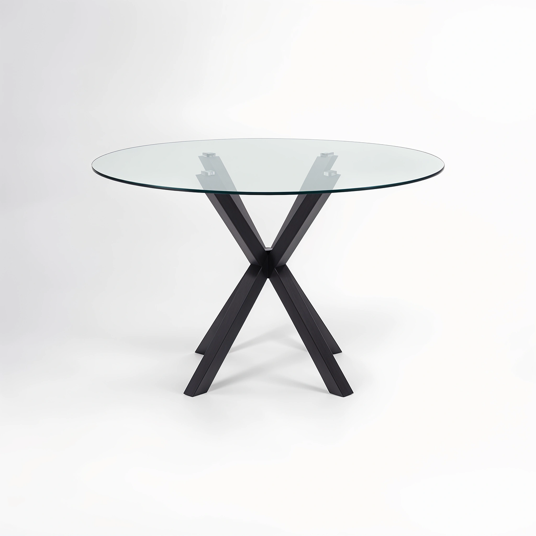 Salford Glass Top Dining Table With Black Metal Legs