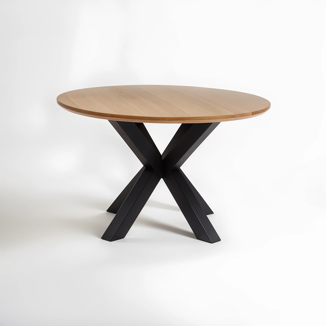 Salford Wood Veneer Top Dining Table With Black Metal Legs