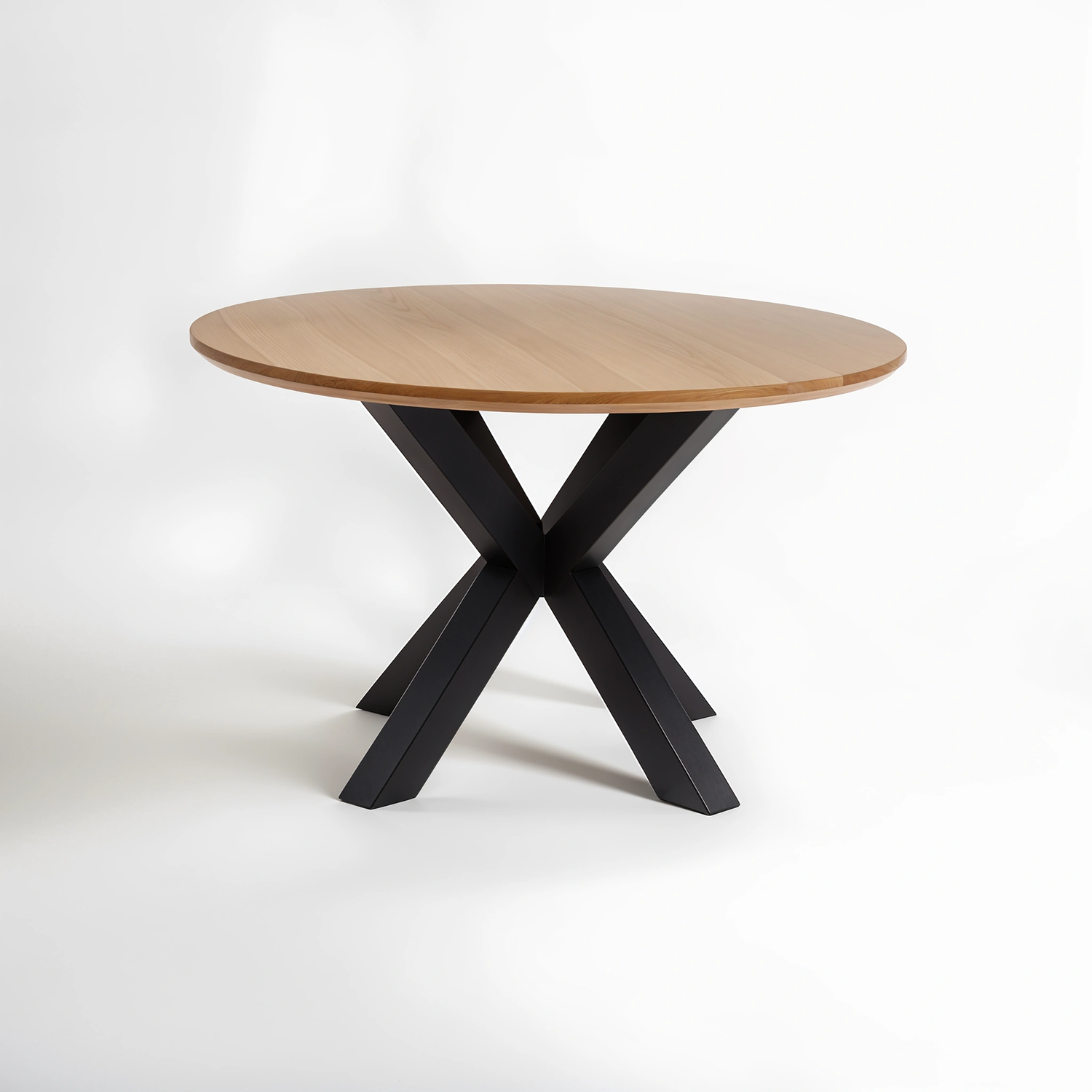 Salford Wood Veneer Top Dining Table With Black Metal Legs