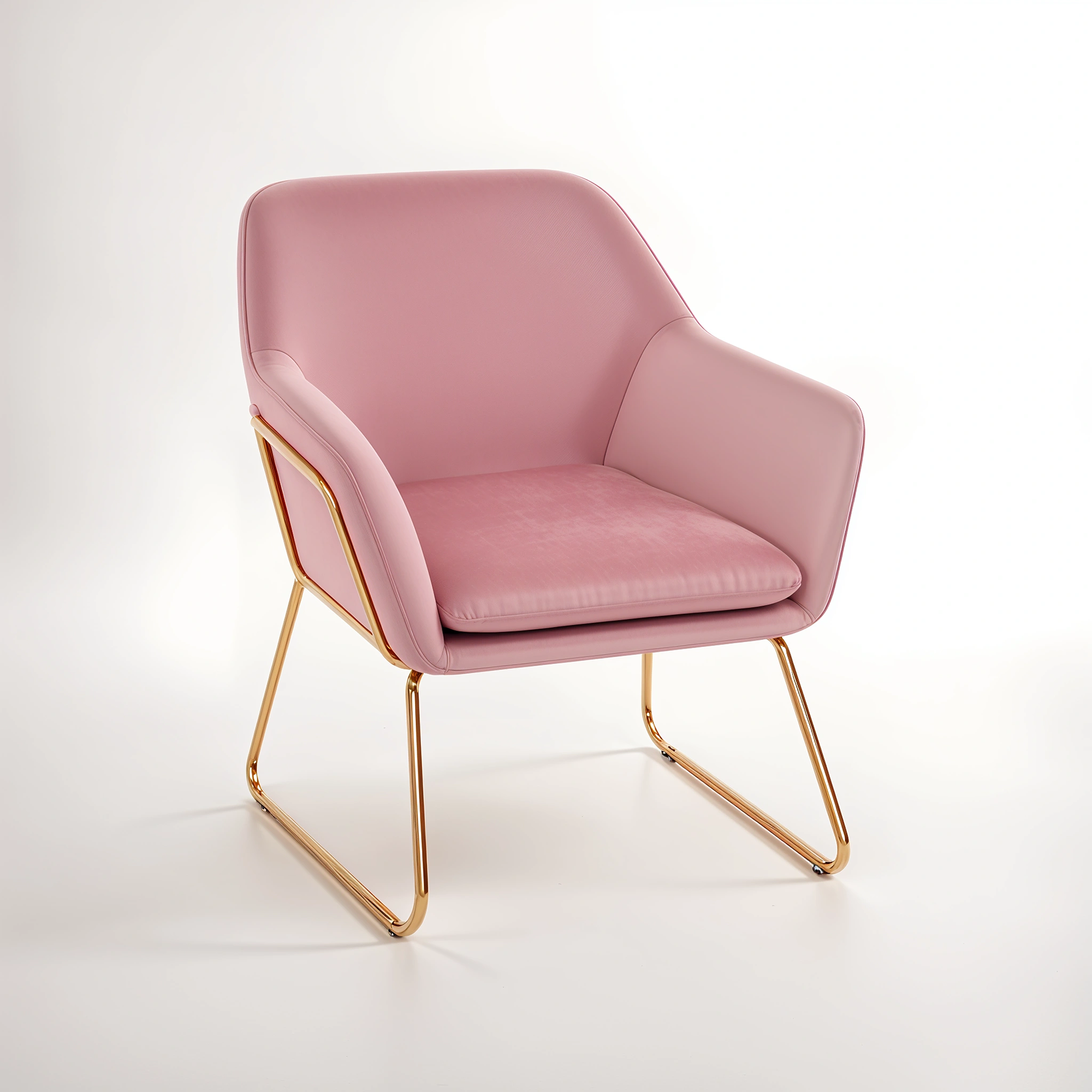 Xander Pink Velvet Bushed Gold Armchair