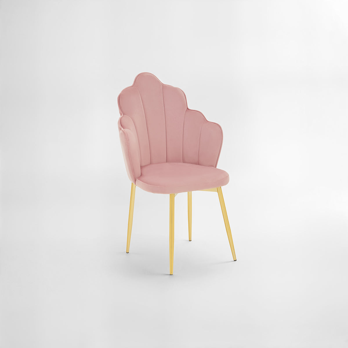 Tian Pink Velvet Dining Chair with Gold Metal Legs