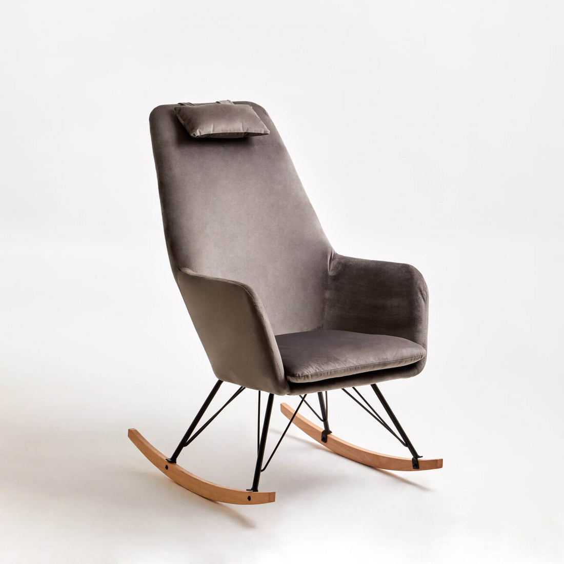 Stockholm Grey Velvet Rocking Chair