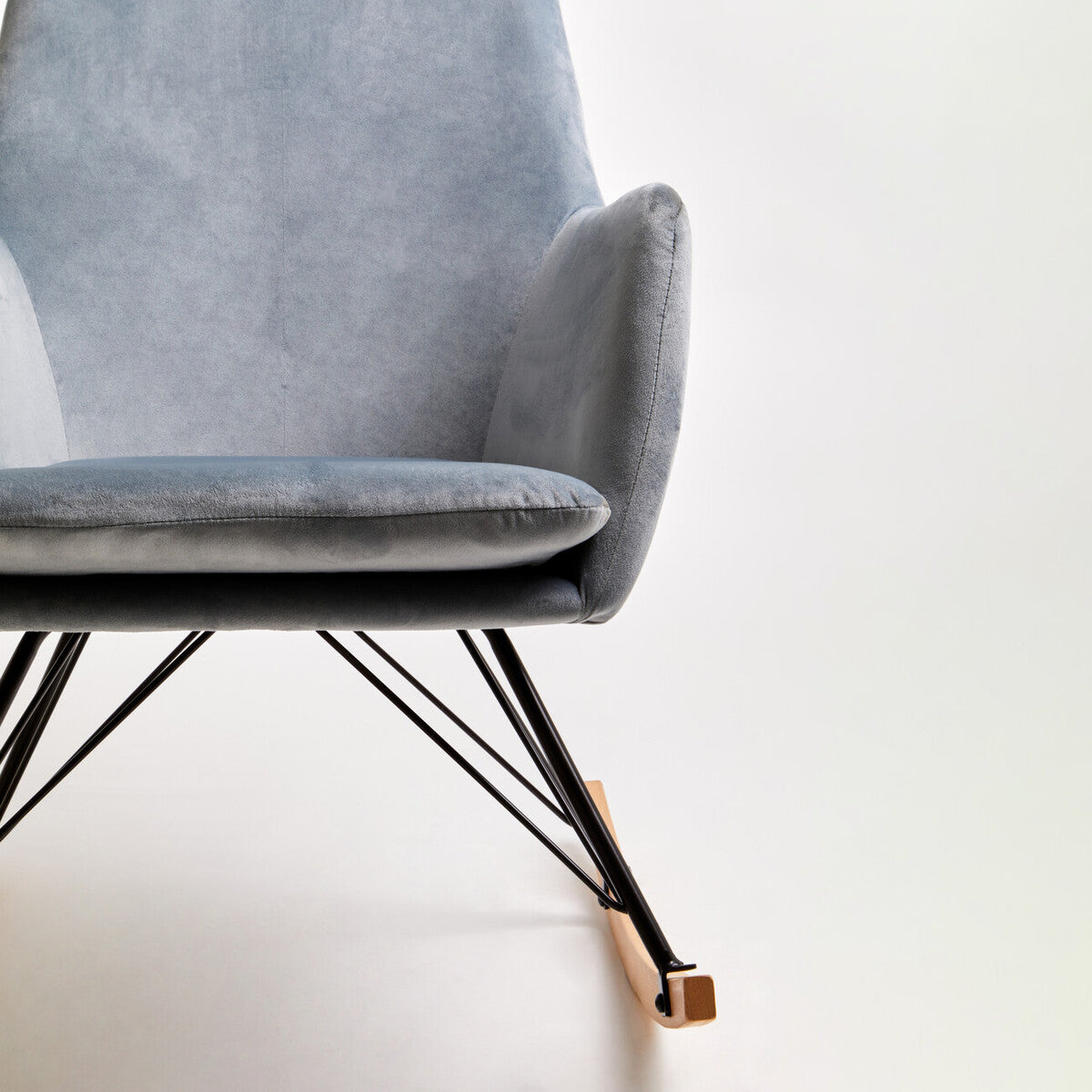 Stockholm Blue Velvet Rocking Chair