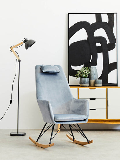 Stockholm Blue Velvet Rocking Chair