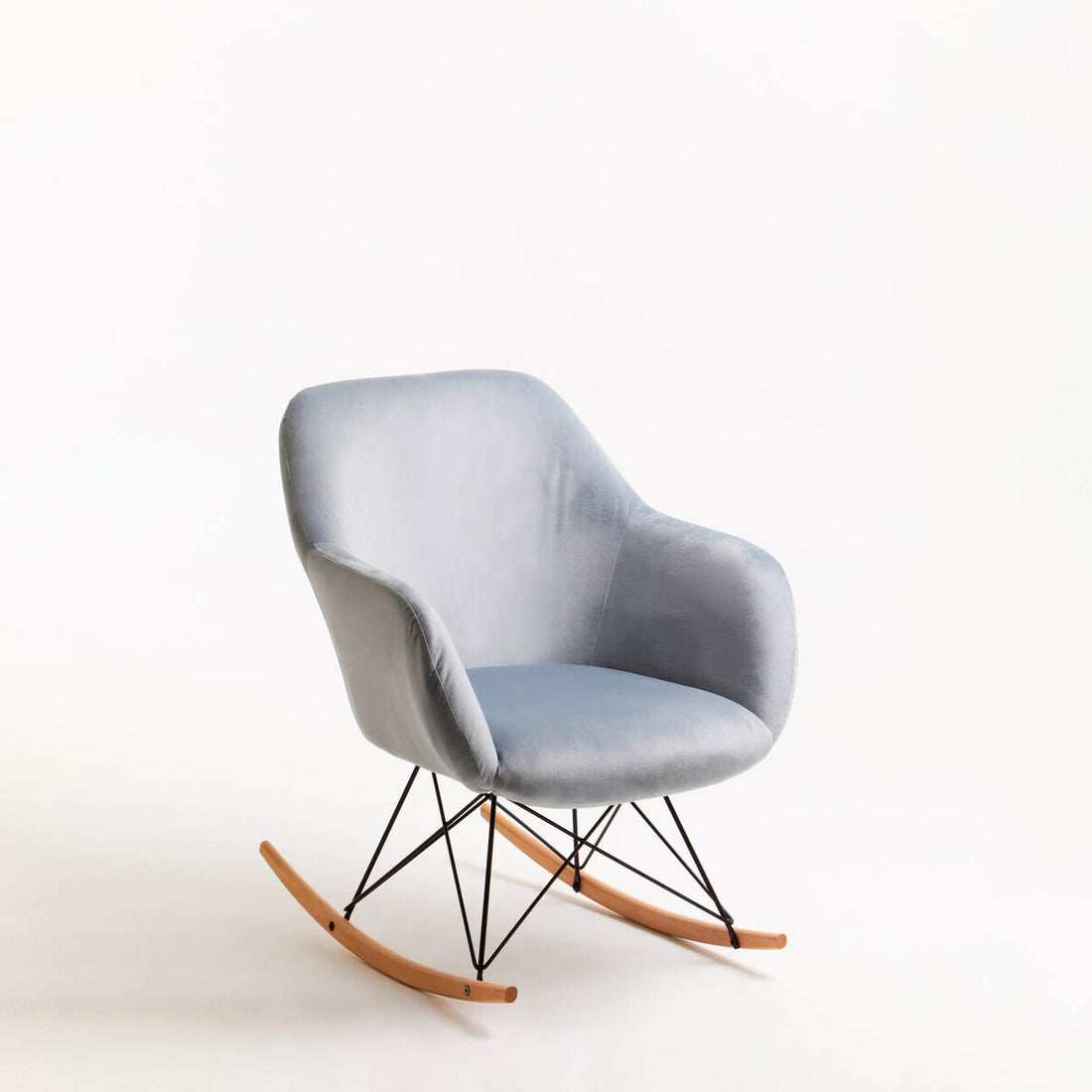 Stockholm Small Blue Velvet Rocking Chair