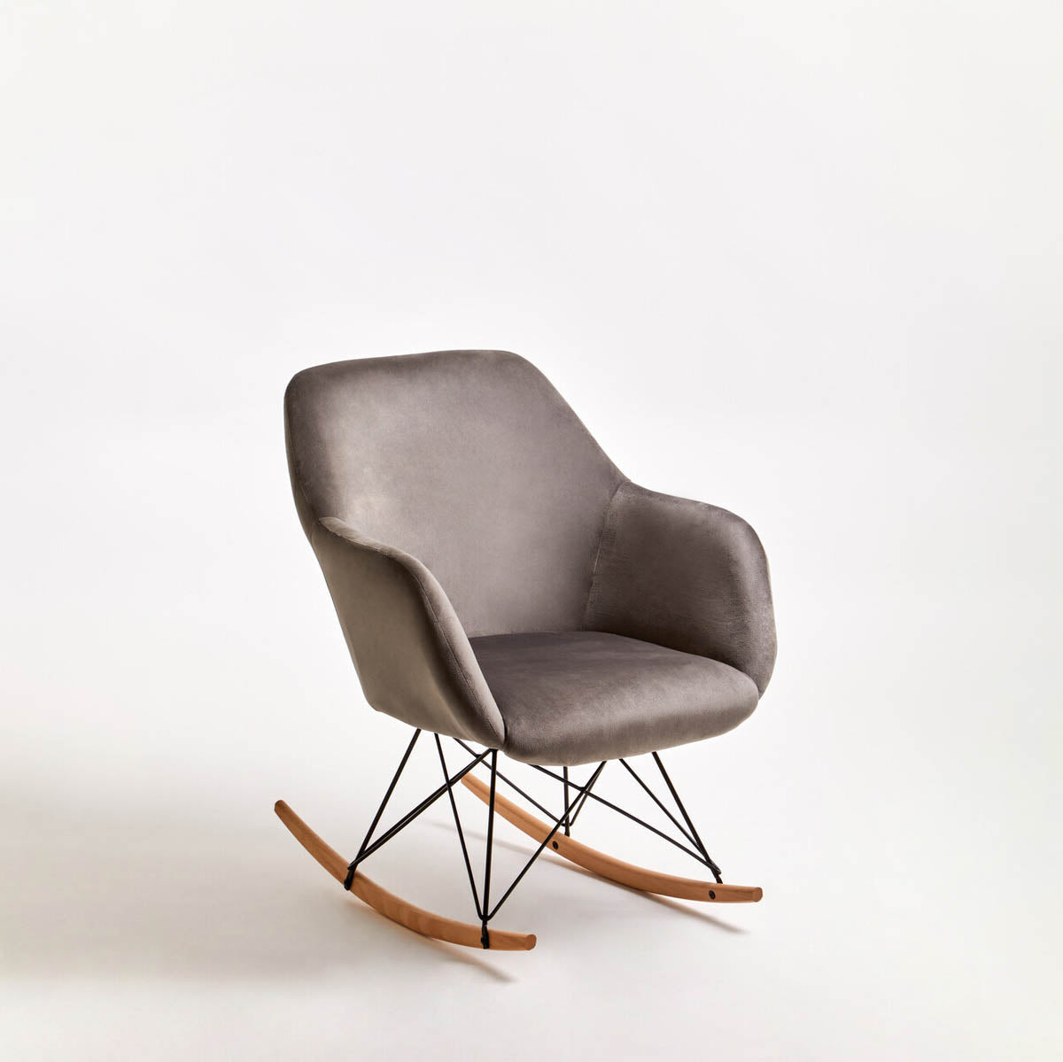 Stockholm Small Grey Velvet Rocking Chair