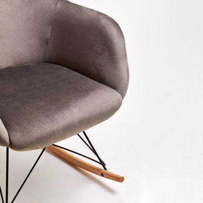 Stockholm Small Grey Velvet Rocking Chair