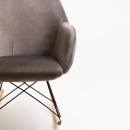 Stockholm Small Grey Velvet Rocking Chair