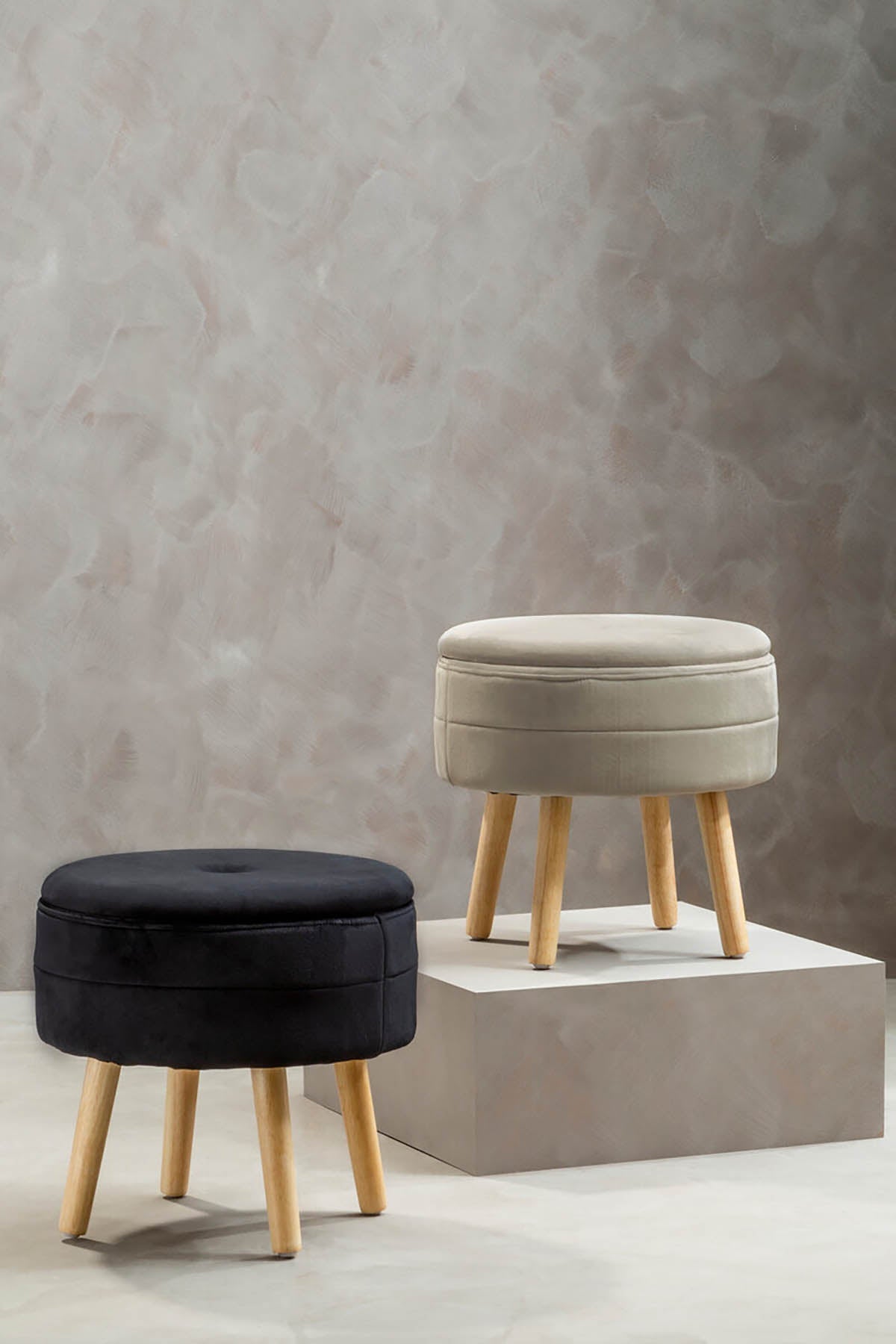 Ivy Mink Velvet Stool