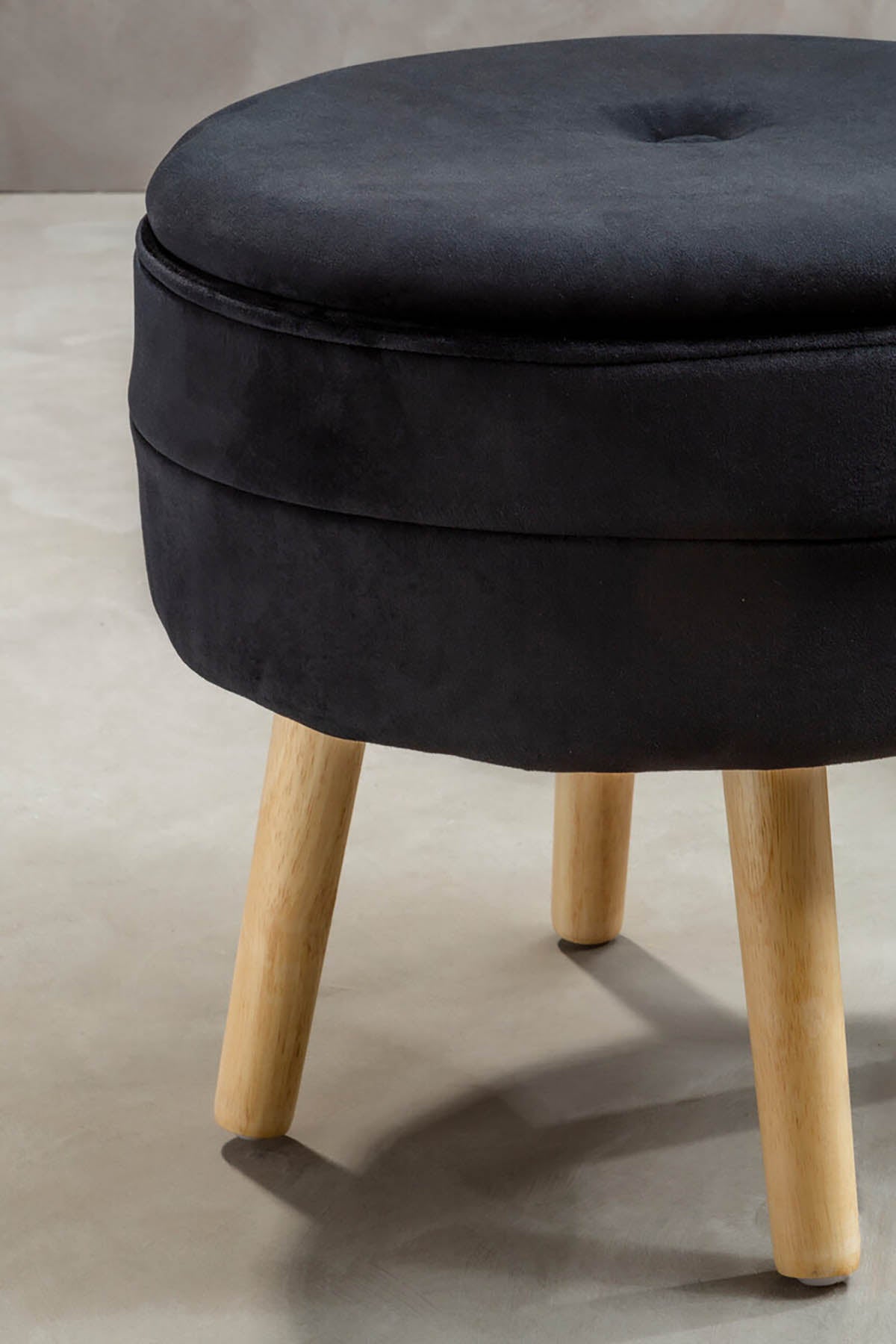 Ivy Black Velvet Stool