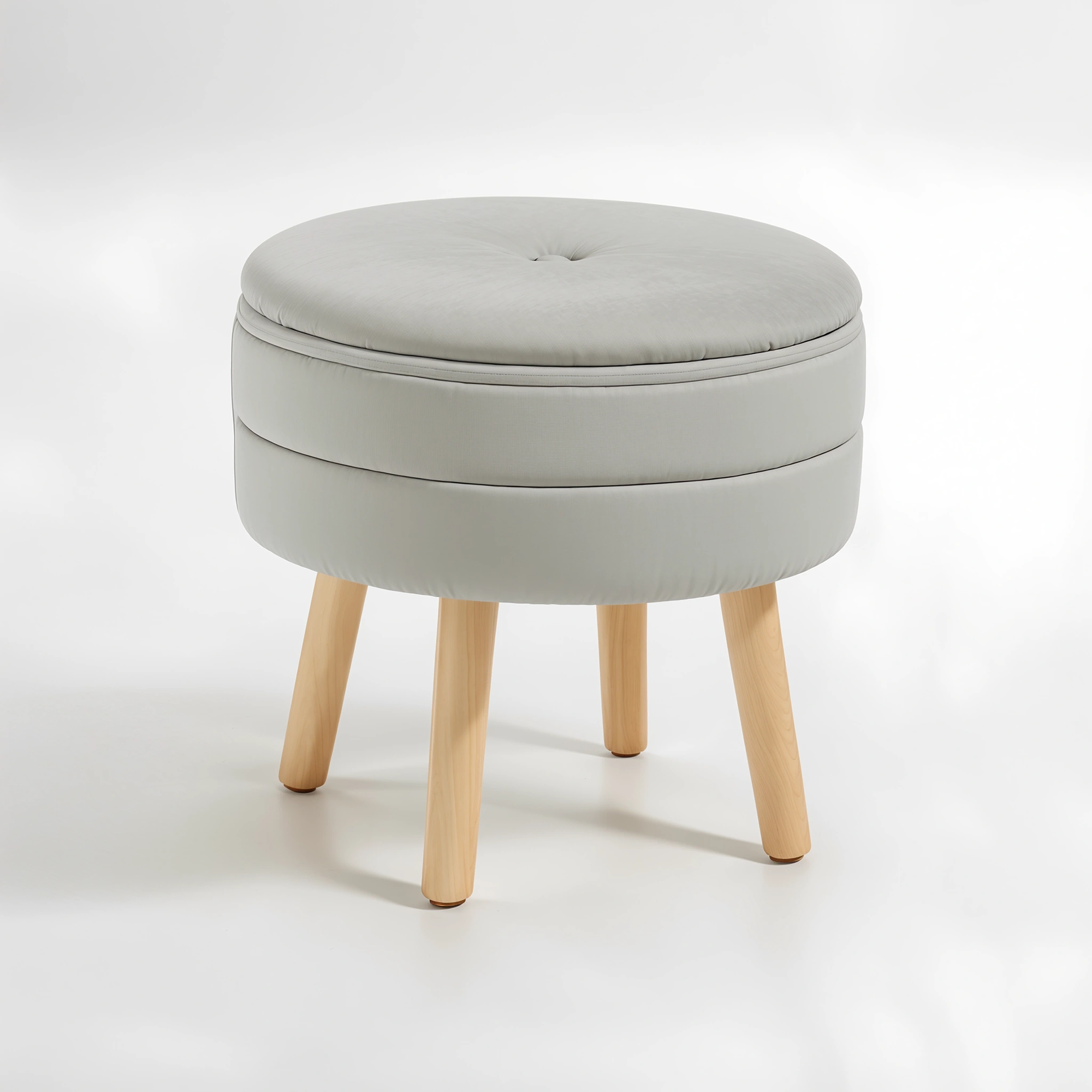 Ivy Grey Velvet Stool