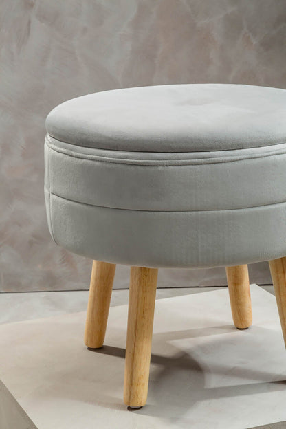 Ivy Grey Velvet Stool