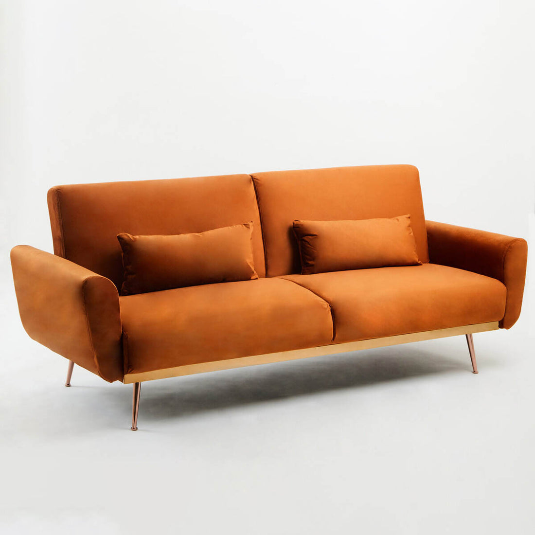 Hatton Burnt Orange Velvet Sofa Bed