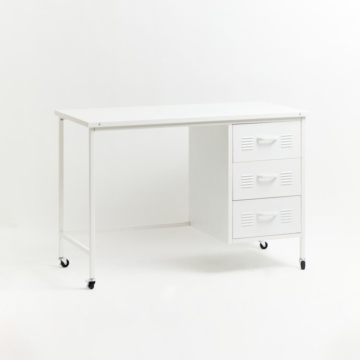 Academy Three Drawer White Desk