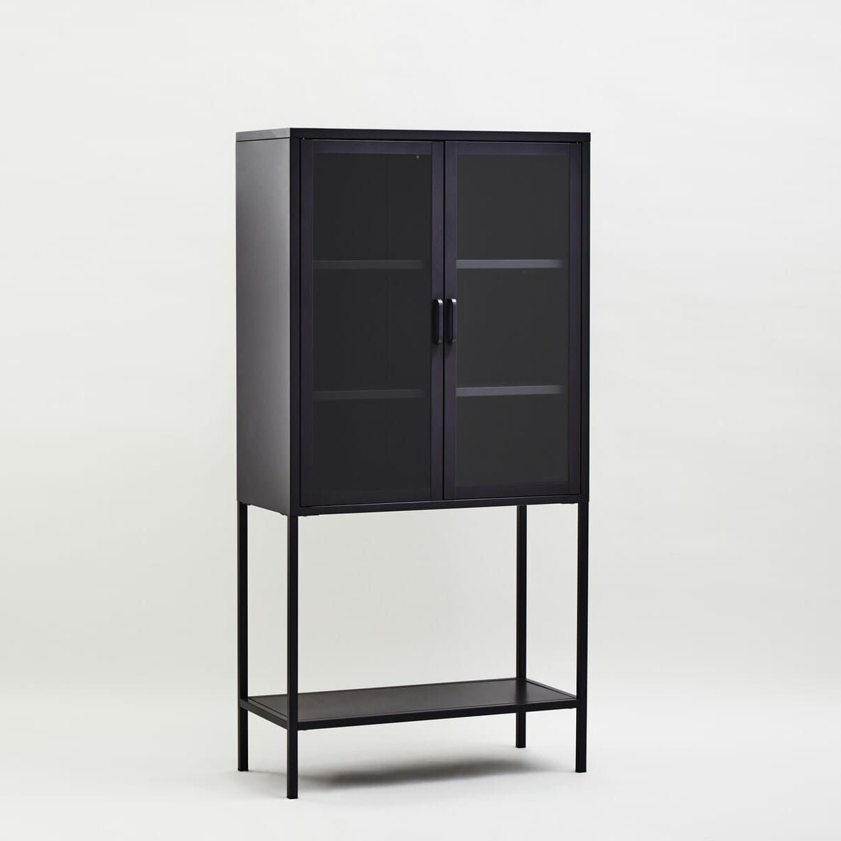 Acier Two Door Black Metal Cabinet