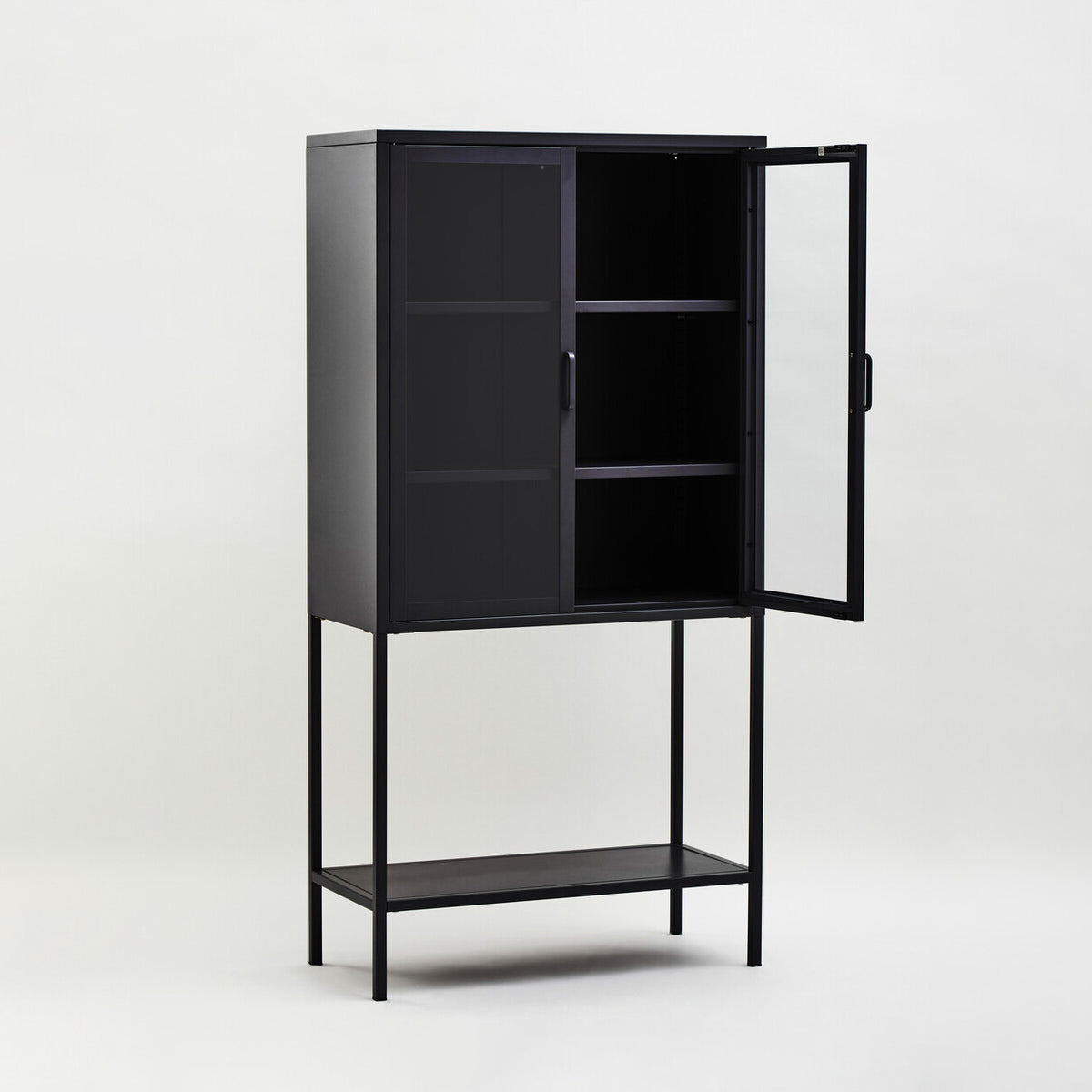 Acier Two Door Black Metal Cabinet