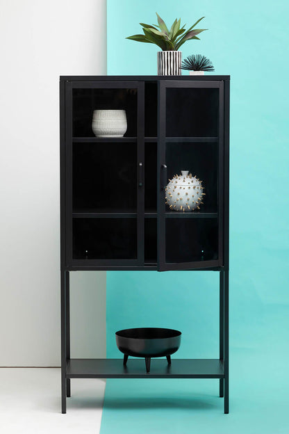 Acier Two Door Black Metal Cabinet