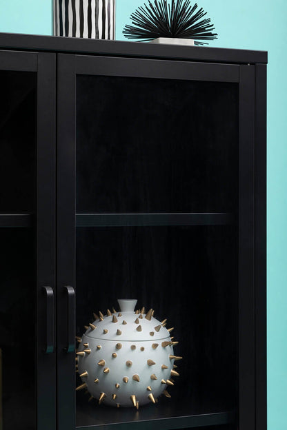 Acier Two Door Black Metal Cabinet