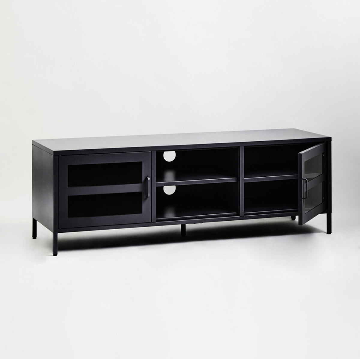 Acier Two Door Black Metal Media Unit