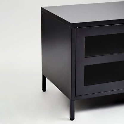 Acier Two Door Black Metal Media Unit