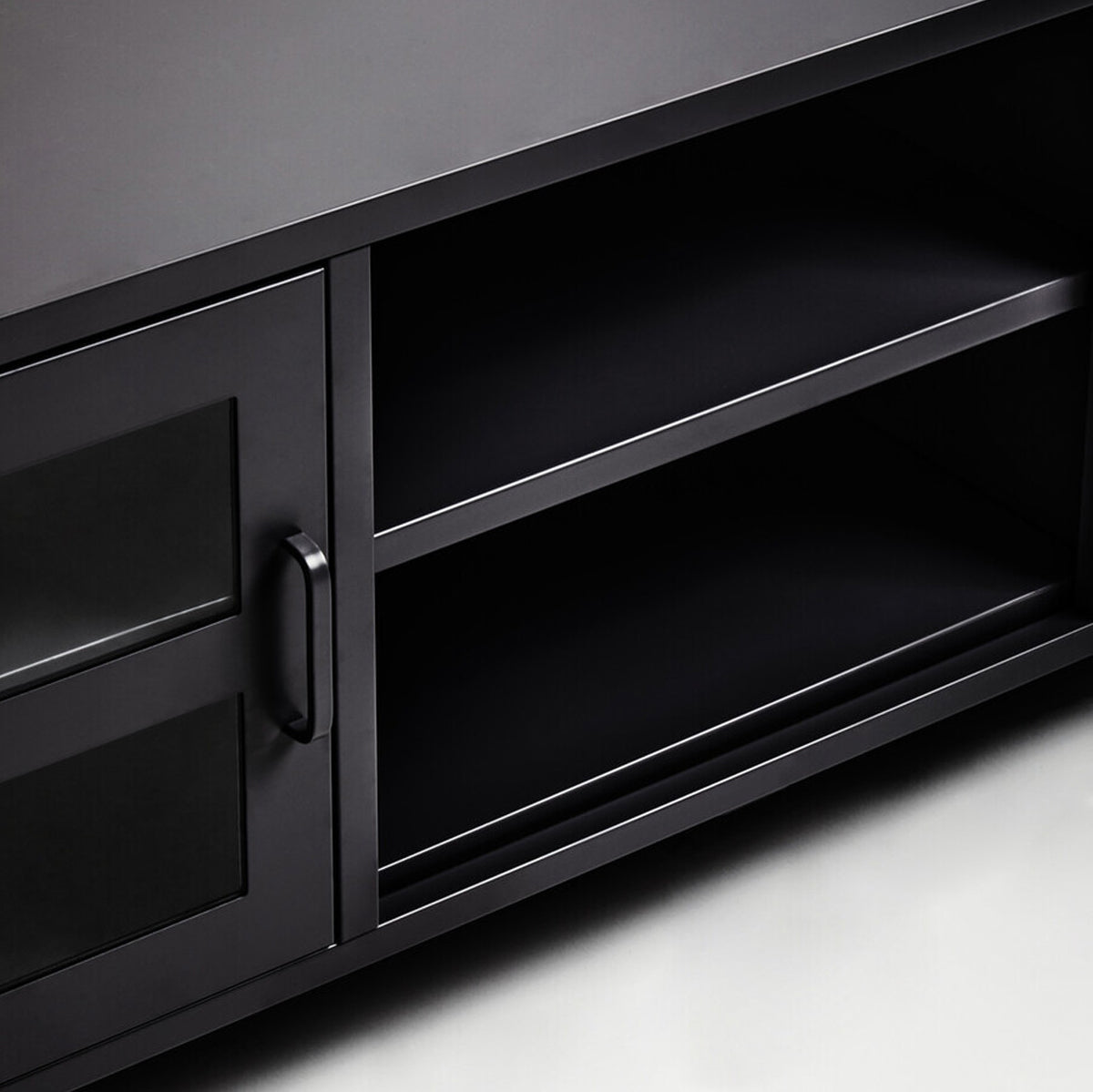 Acier Two Door Black Metal Media Unit