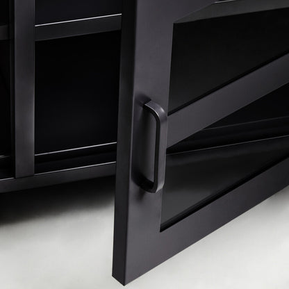 Acier Two Door Black Metal Media Unit