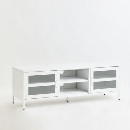 Acier Two Door White Metal Media Unit