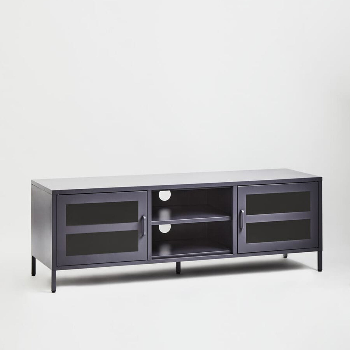 Acier Two Door Grey Metal Media Unit