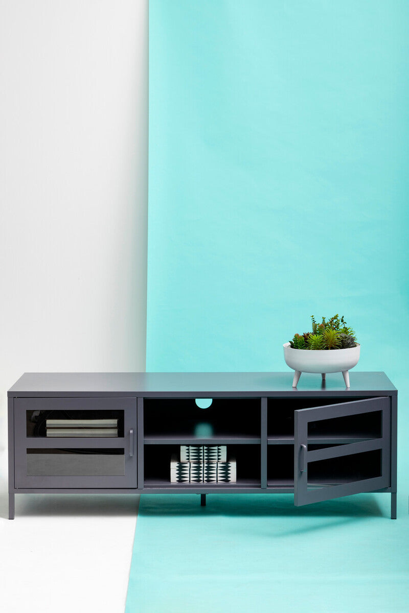 Acier Two Door Grey Metal Media Unit