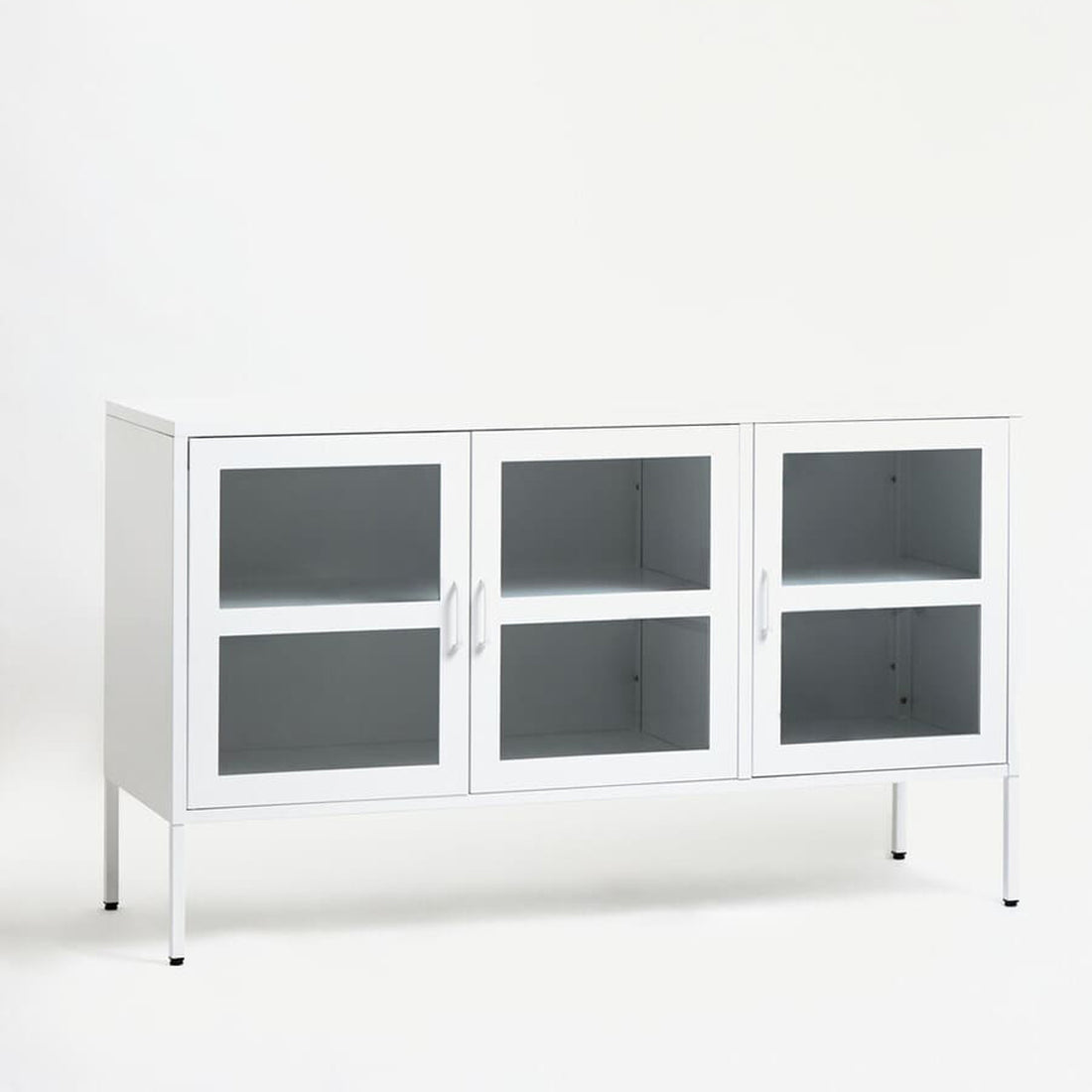 Acier Three Door White Metal Sideboard