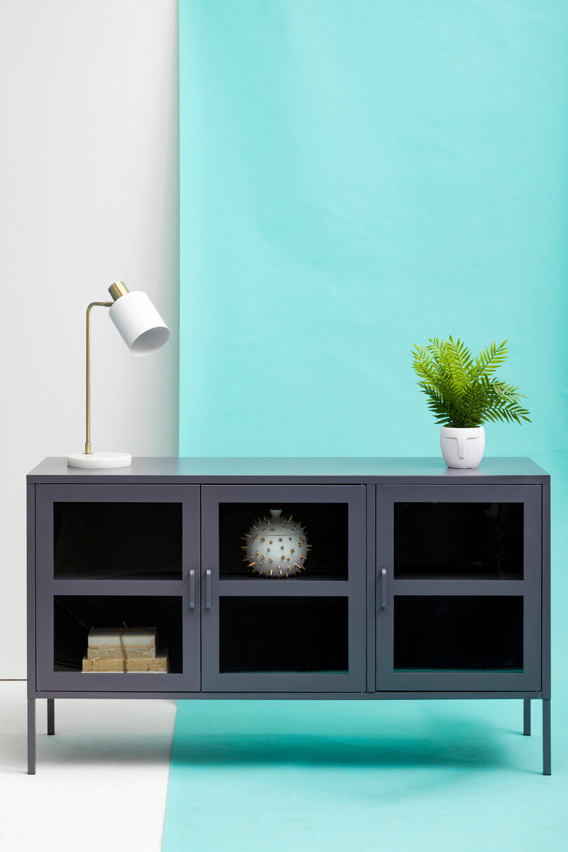 Acier Three Door Grey Metal Sideboard