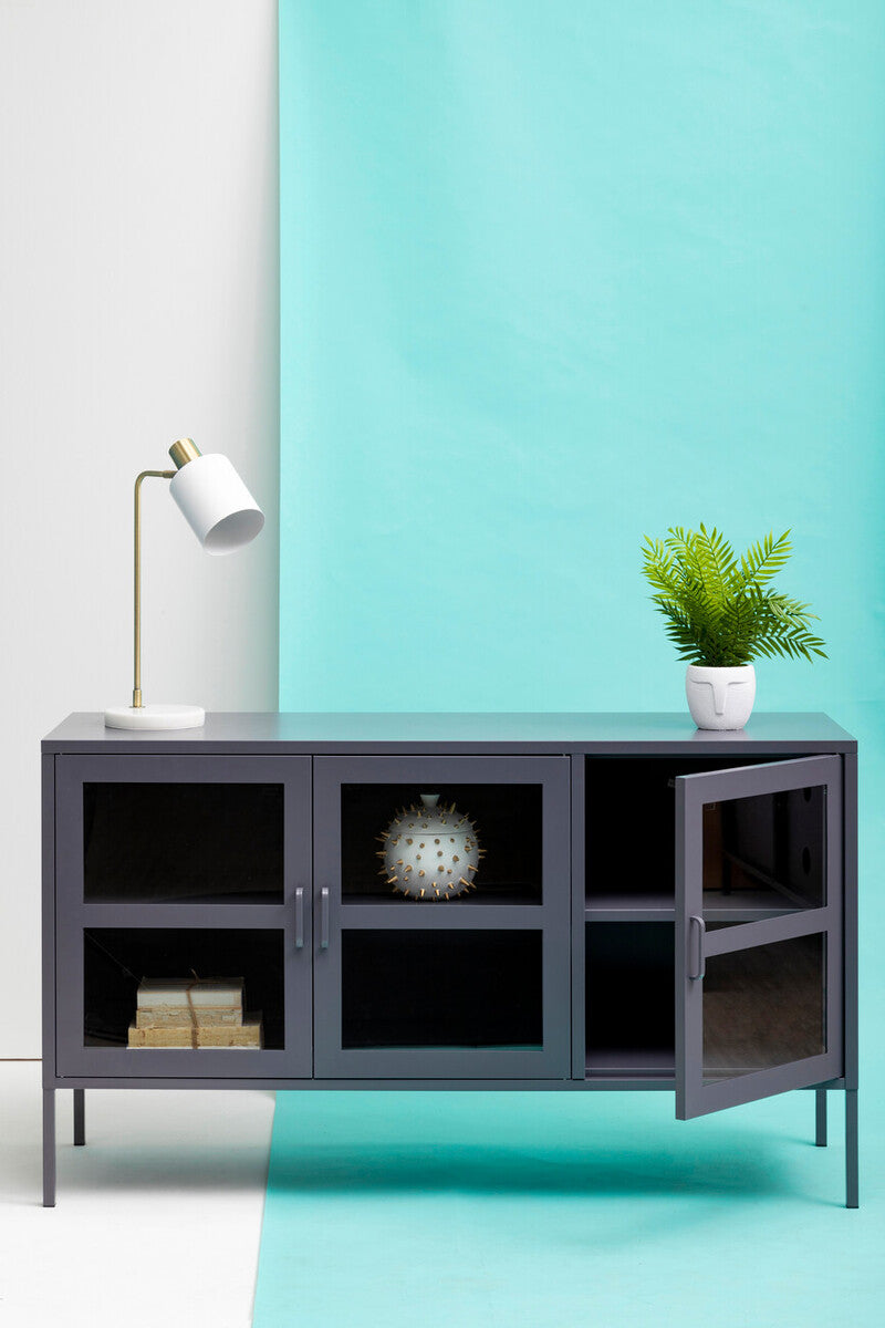 Acier Three Door Grey Metal Sideboard