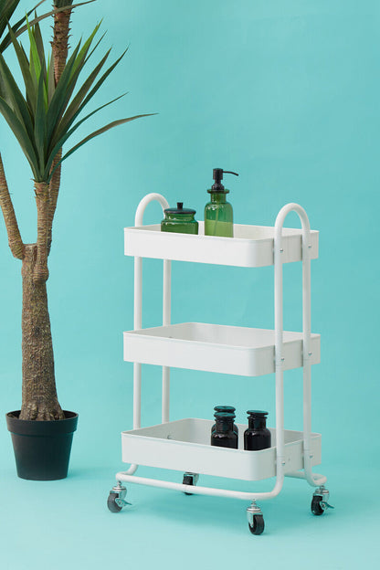 Acero Three Tier White Metal Trolley