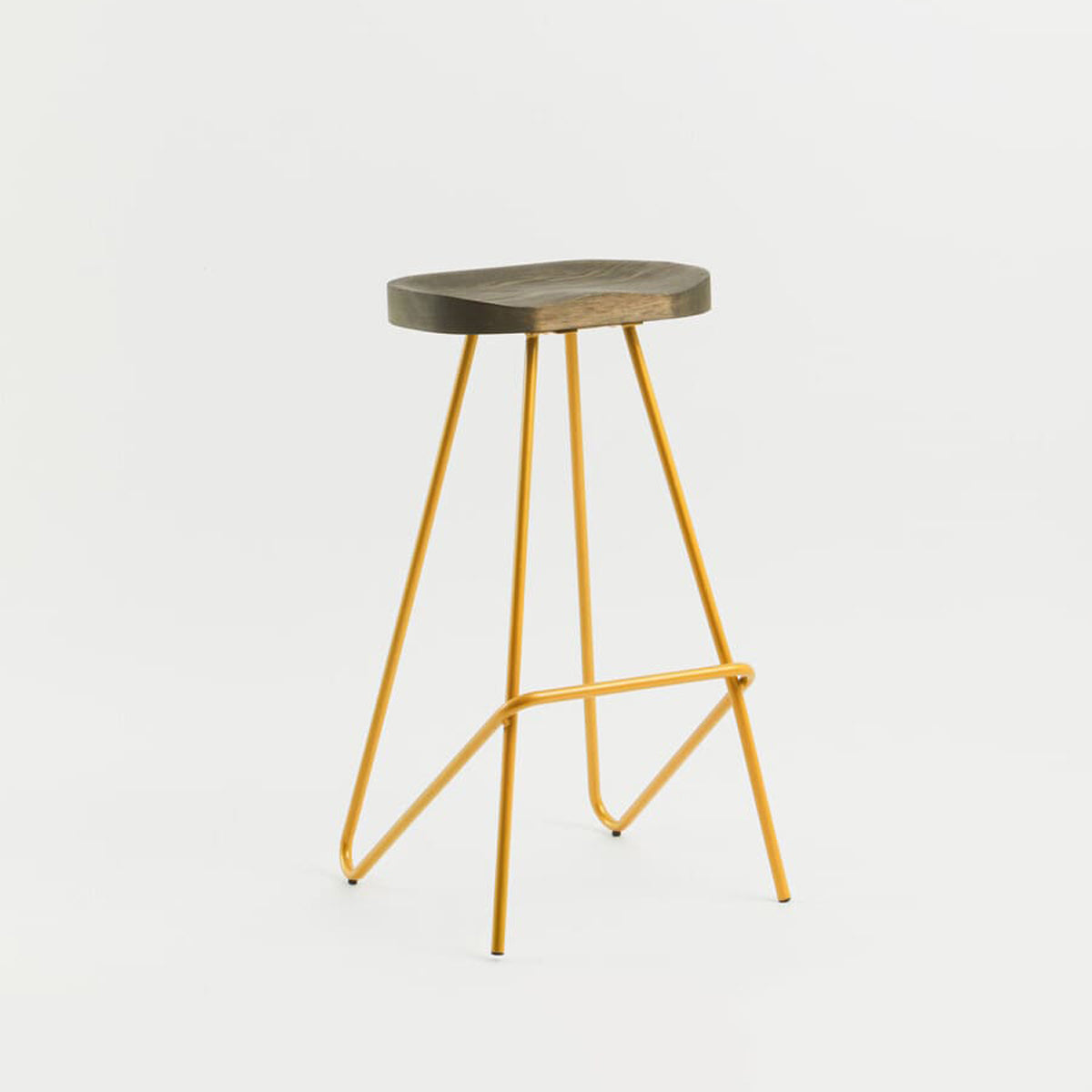 District Elm Wood Bar Stool With Metal Legs