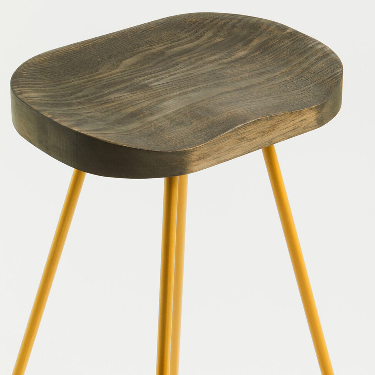 District Elm Wood Bar Stool With Metal Legs