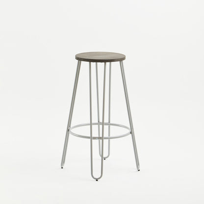 District Grey Finish Metal Frame Bar Stool