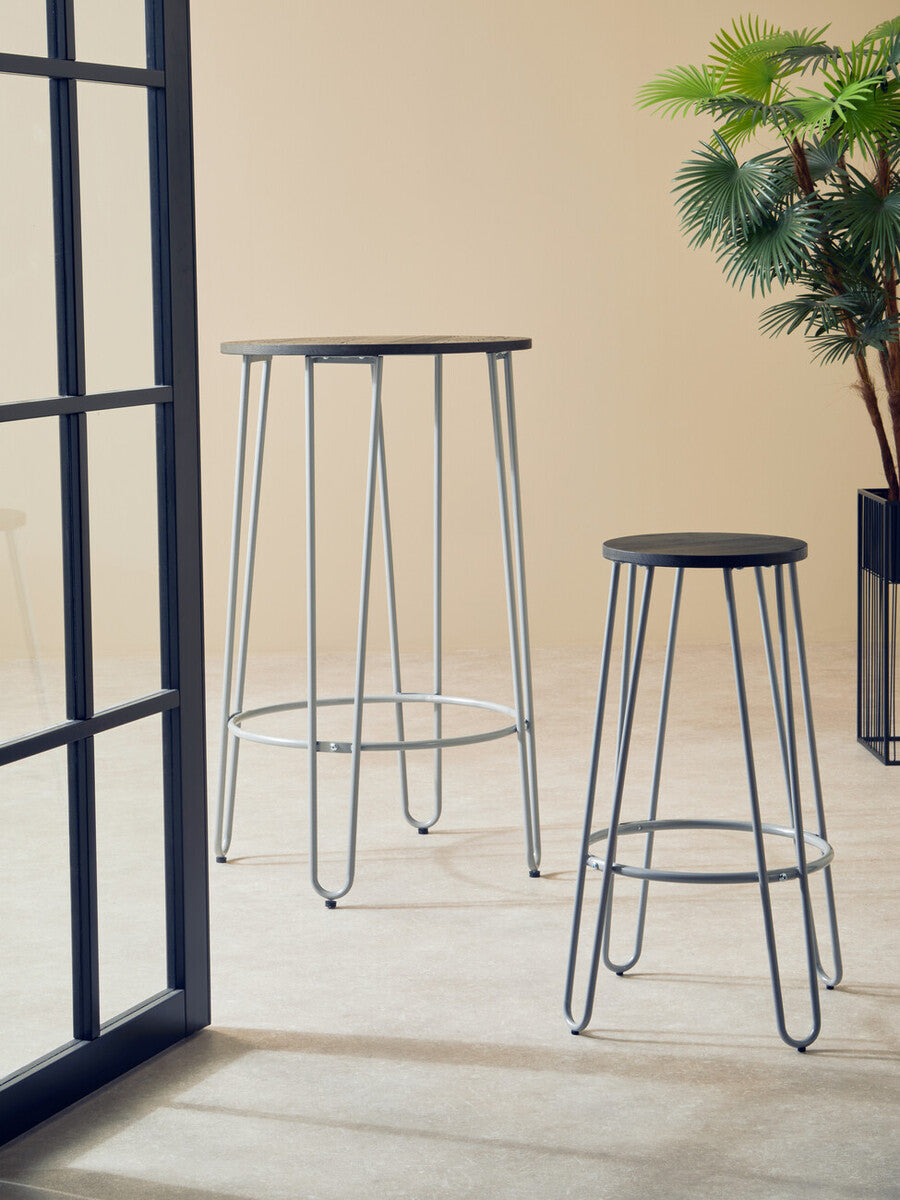 District Grey Finish Metal Frame Bar Stool