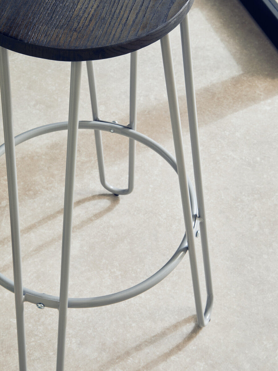 District Grey Finish Metal Frame Bar Stool