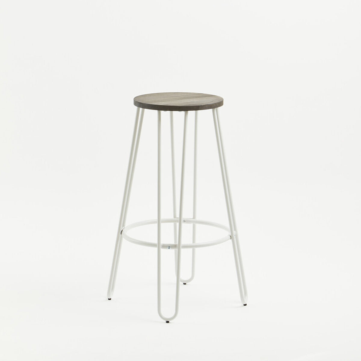 District White Finish Metal Frame Bar Stool