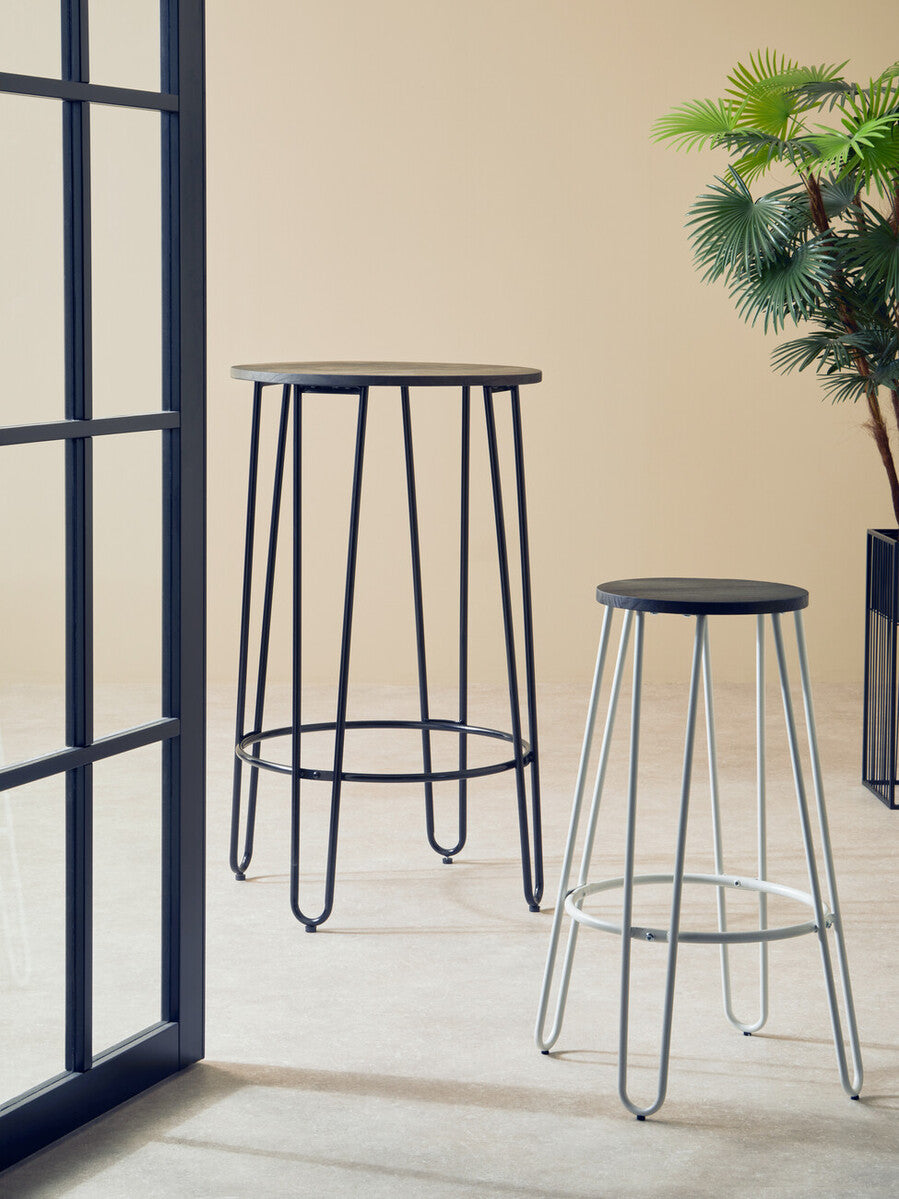 District White Finish Metal Frame Bar Stool