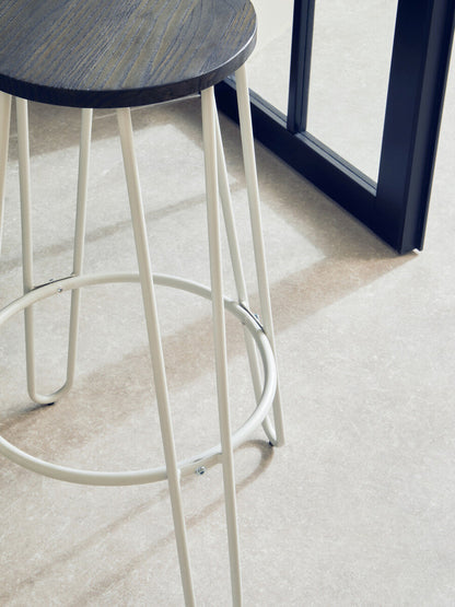 District White Finish Metal Frame Bar Stool