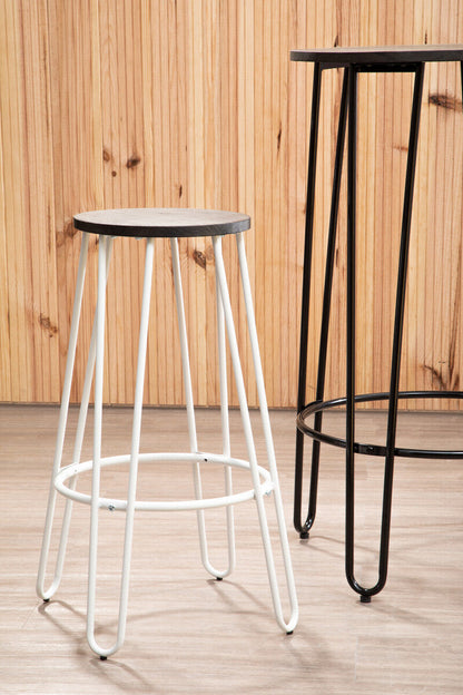 District White Finish Metal Frame Bar Stool