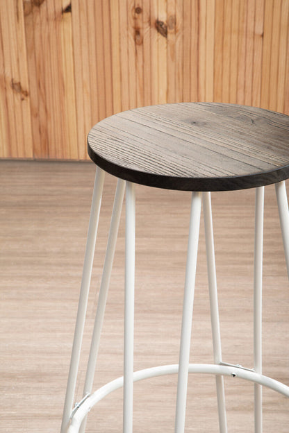 District White Finish Metal Frame Bar Stool