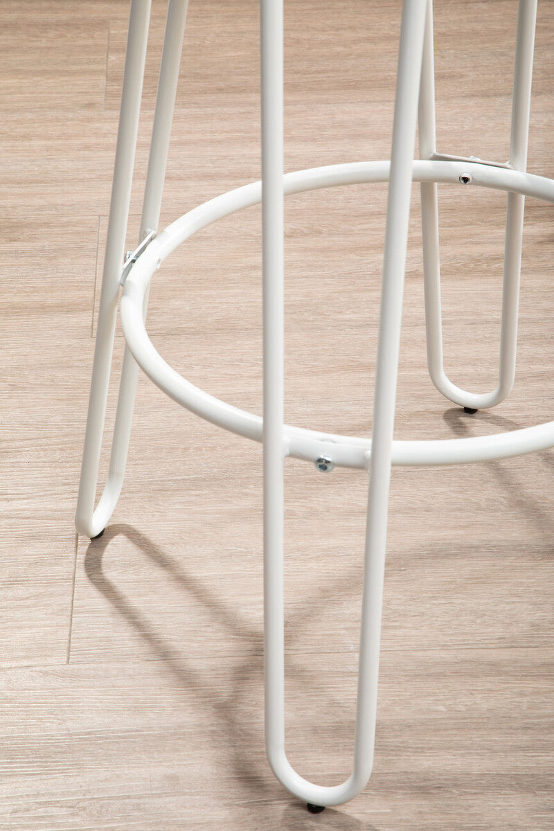 District White Finish Metal Frame Bar Stool