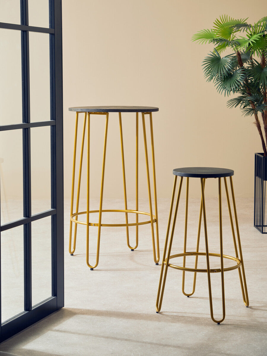 District Gold Finish Metal Frame Bar Stool