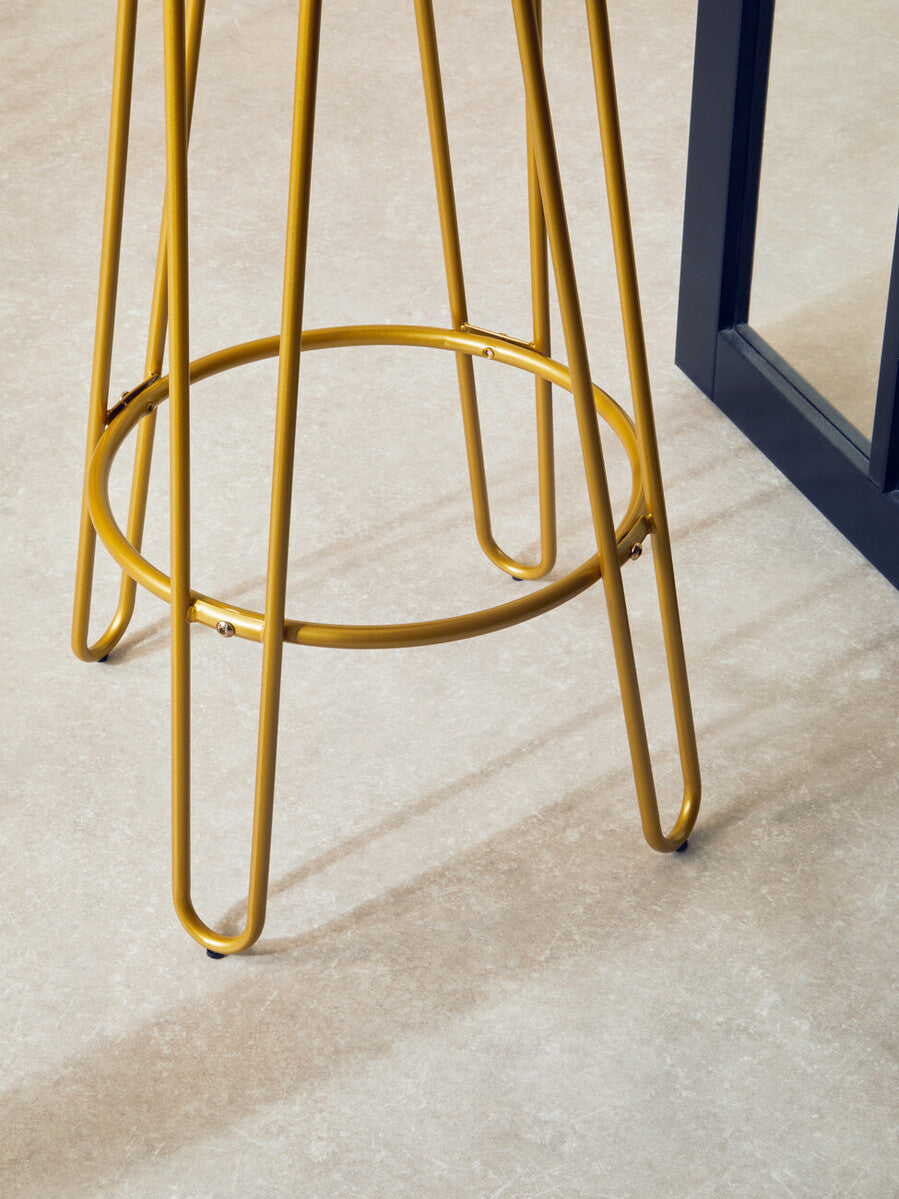 District Gold Finish Metal Frame Bar Stool