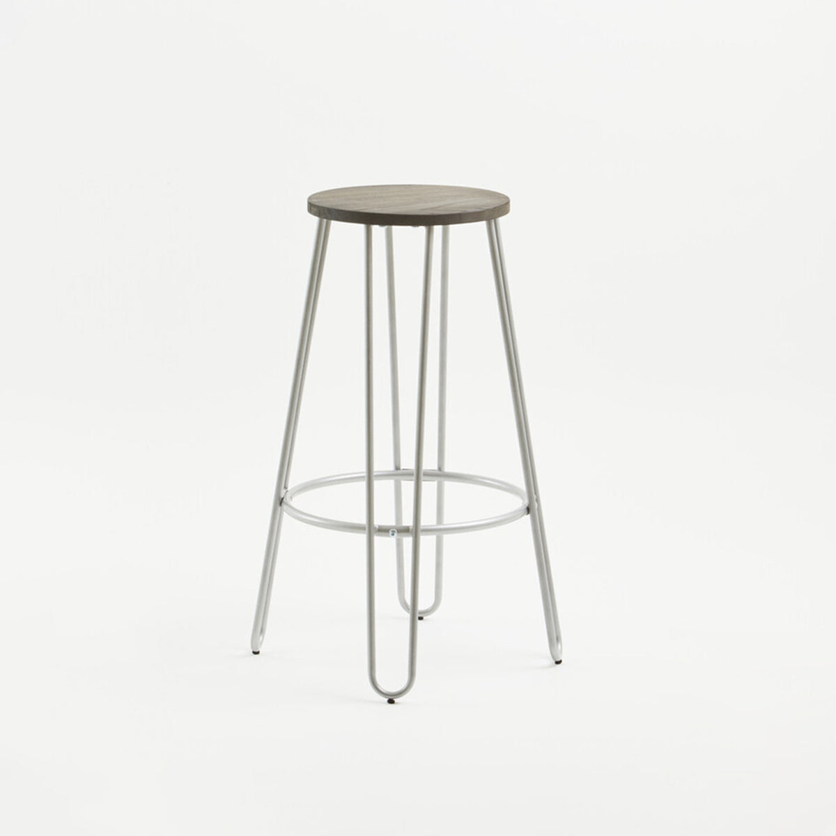 District Silver Finish Metal Frame Bar Stool