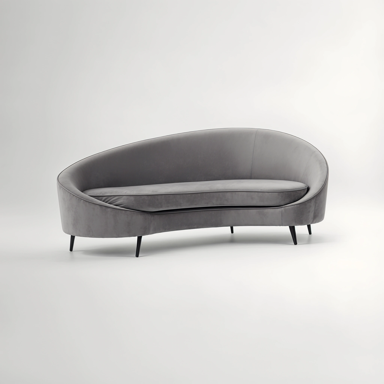 Hasina Three Seat Grey Velvet Sofa